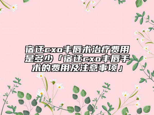 宿迁cxo丰唇术治疗费用是多少「宿迁cxo丰唇手术的费用及注意事项」