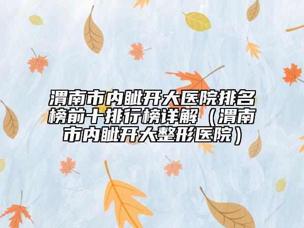 渭南市内眦开大医院排名榜前十排行榜详解（渭南市内眦开大整形医院）