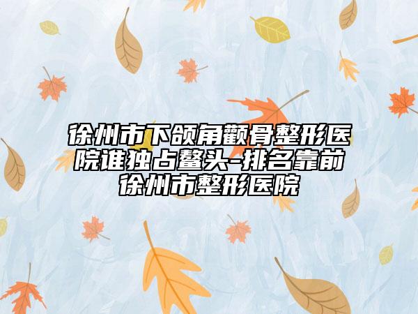 徐州市下颌角颧骨整形医院谁独占鳌头-排名靠前徐州市整形医院