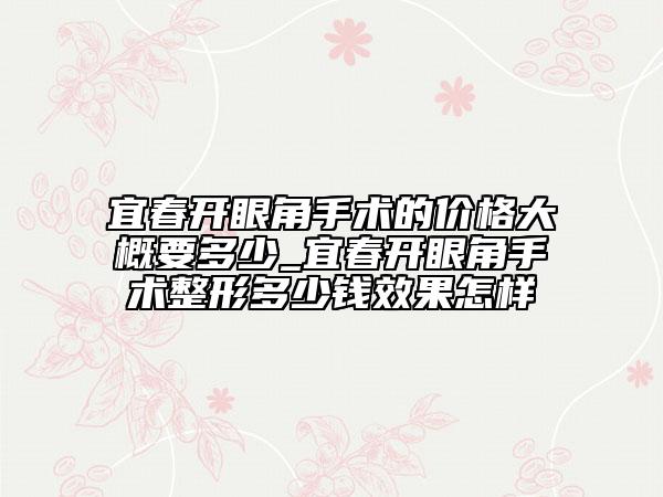 宜春开眼角手术的价格大概要多少_宜春开眼角手术整形多少钱效果怎样