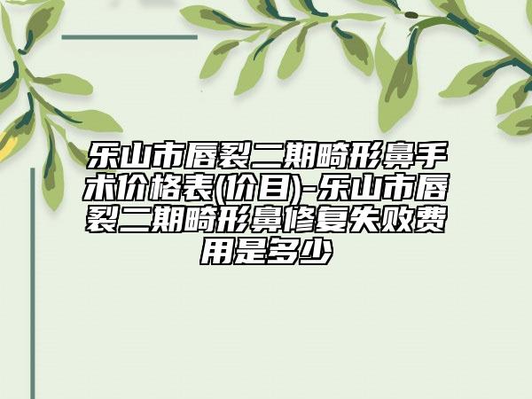 乐山市唇裂二期畸形鼻手术价格表(价目)-乐山市唇裂二期畸形鼻修复失败费用是多少