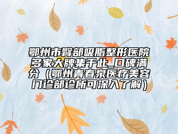 鄂州市臀部吸脂整形医院多家大牌集于此_口碑满分（鄂州青春泉医疗美容门诊部诊所可深入了解）