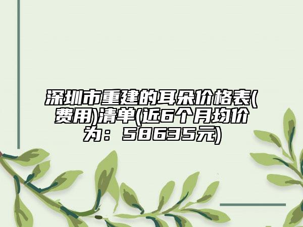 深圳市重建的耳朵价格表(费用)清单(近6个月均价为：58635元)