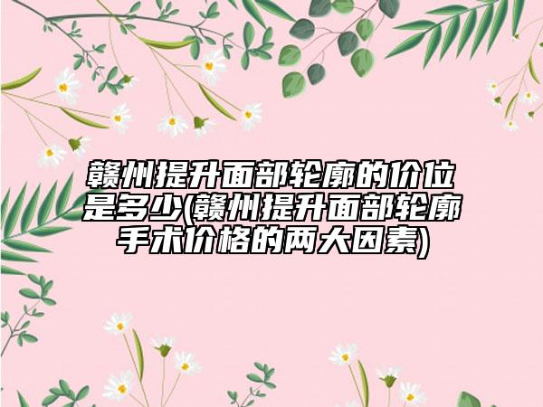 赣州提升面部轮廓的价位是多少(赣州提升面部轮廓手术价格的两大因素)