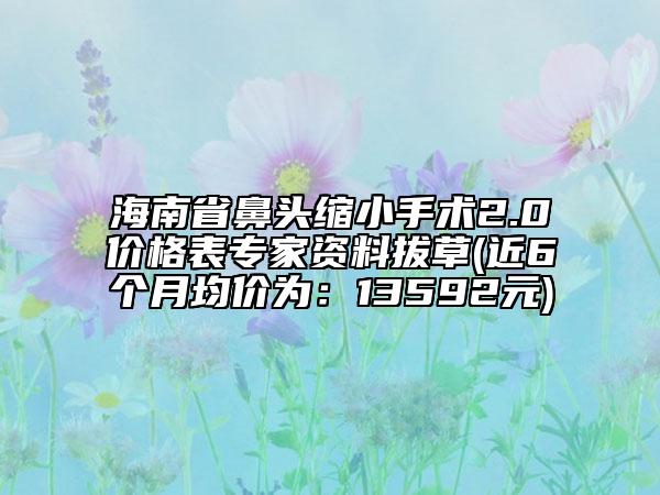 海南省鼻头缩小手术2.0价格表专家资料拔草(近6个月均价为：13592元)