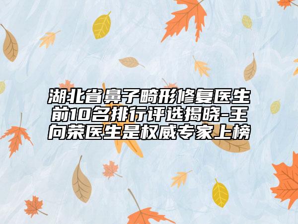 湖北省鼻子畸形修复医生前10名排行评选揭晓-王向荣医生是权威专家上榜