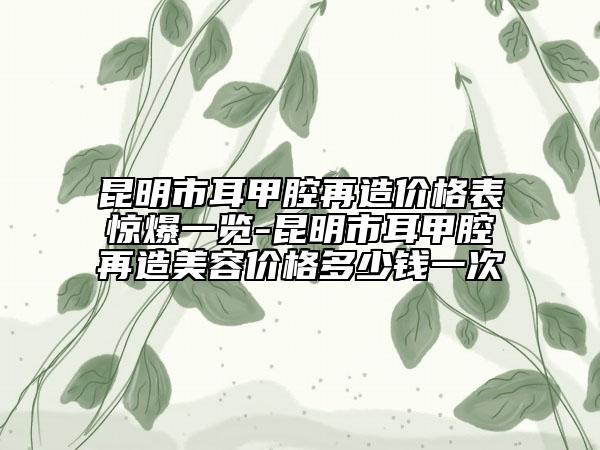 昆明市耳甲腔再造价格表惊爆一览-昆明市耳甲腔再造美容价格多少钱一次