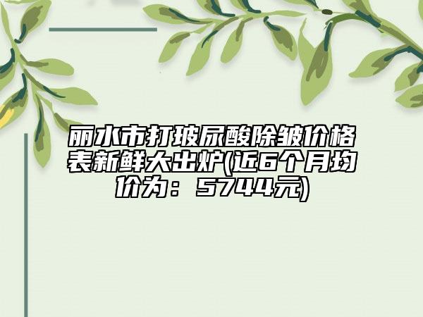 丽水市打玻尿酸除皱价格表新鲜大出炉(近6个月均价为：5744元)