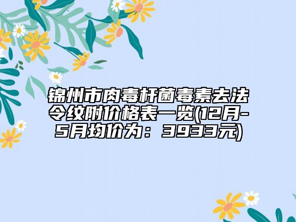 锦州市肉毒杆菌毒素去法令纹附价格表一览(12月-5月均价为：3933元)