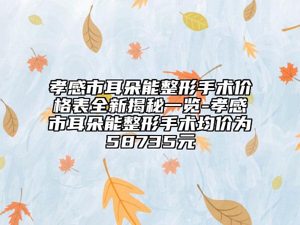 孝感市耳朵能整形手术价格表全新揭秘一览-孝感市耳朵能整形手术均价为58735元