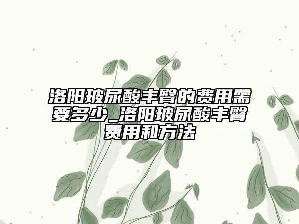 洛阳玻尿酸丰臀的费用需要多少_洛阳玻尿酸丰臀费用和方法