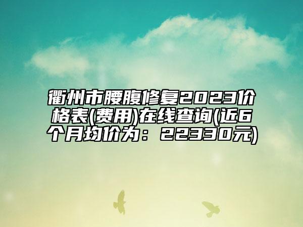 衢州市腰腹修复2023价格表(费用)在线查询(近6个月均价为：22330元)