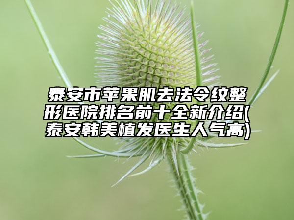 泰安市苹果肌去法令纹整形医院排名前十全新介绍(泰安韩美植发医生人气高)