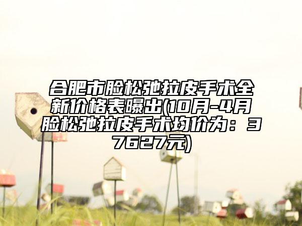 合肥市脸松弛拉皮手术全新价格表曝出(10月-4月脸松弛拉皮手术均价为：37627元)