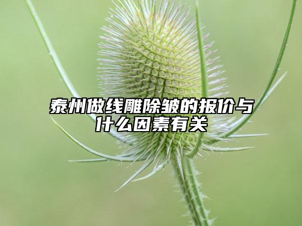 泰州做线雕除皱的报价与什么因素有关