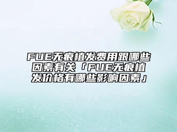 FUE无痕植发费用跟哪些因素有关「FUE无痕植发价格有哪些影响因素」