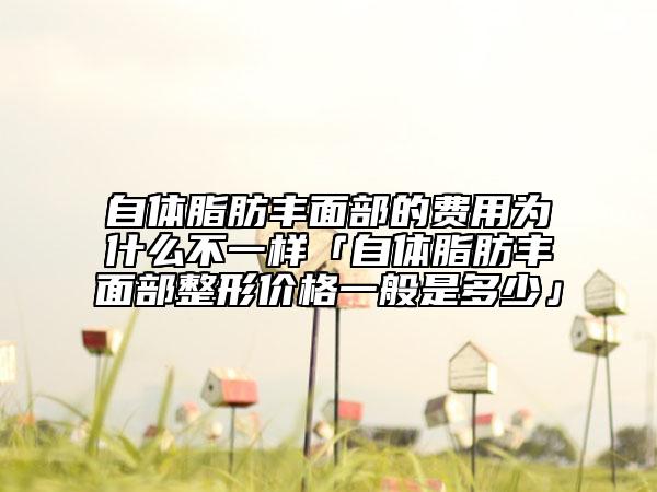 自体脂肪丰面部的费用为什么不一样「自体脂肪丰面部整形价格一般是多少」