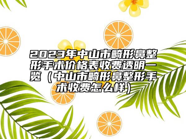 2023年中山市畸形鼻整形手术价格表收费透明一览（中山市畸形鼻整形手术收费怎么样）