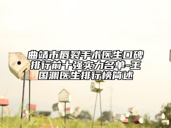 曲靖市唇裂手术医生口碑排行前十强实力名单-王国渊医生排行榜简述