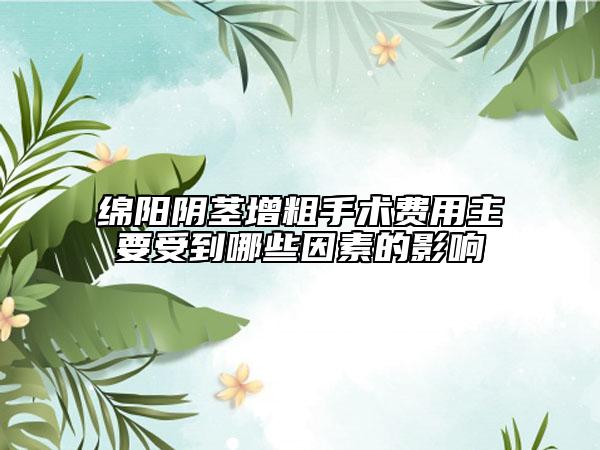 绵阳阴茎增粗手术费用主要受到哪些因素的影响