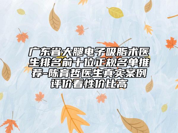 广东省大腿电子吸脂术医生排名前十位正规名单推荐-陈育哲医生真实案例评价看性价比高