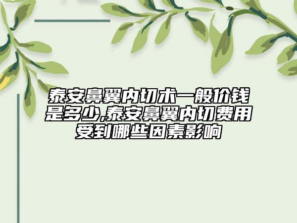 泰安鼻翼内切术一般价钱是多少,泰安鼻翼内切费用受到哪些因素影响