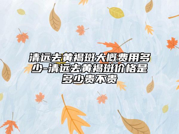 清远去黄褐斑大概费用多少-清远去黄褐斑价格是多少贵不贵