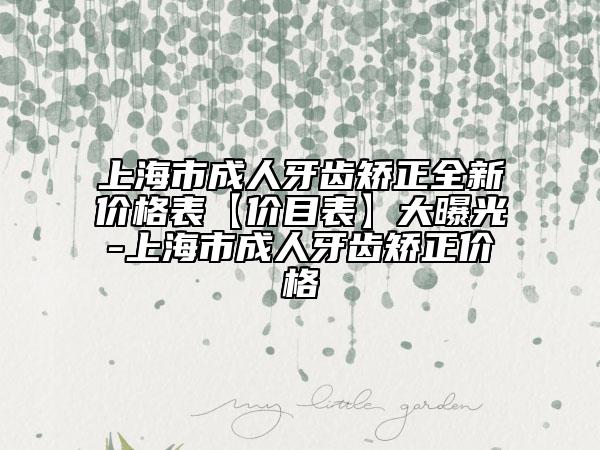 上海市成人牙齿矫正全新价格表【价目表】大曝光-上海市成人牙齿矫正价格