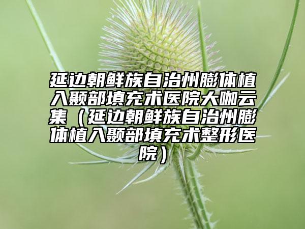 延边朝鲜族自治州膨体植入颞部填充术医院大咖云集（延边朝鲜族自治州膨体植入颞部填充术整形医院）