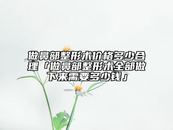 做鼻部整形术价格多少合理「做鼻部整形术全部做下来需要多少钱」