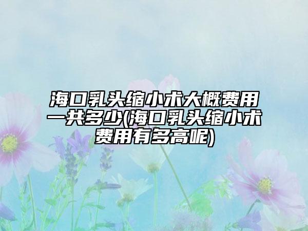 海口乳头缩小术大概费用一共多少(海口乳头缩小术费用有多高呢)