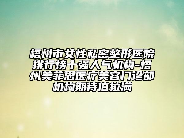 梧州市女性私密整形医院排行榜十强人气机构-梧州美菲思医疗美容门诊部机构期待值拉满