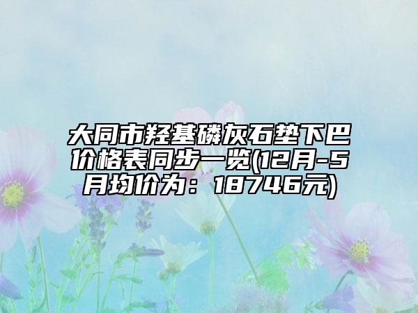 大同市羟基磷灰石垫下巴价格表同步一览(12月-5月均价为：18746元)