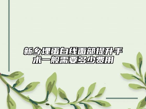 新乡埋蛋白线面部提升手术一般需要多少费用