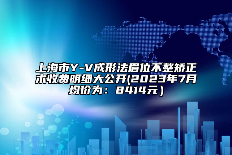 上海市Y-V成形法眉位不整矫正术收费明细大公开(2023年7月均价为：8414元）