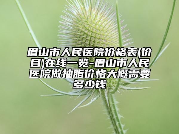 眉山市人民医院价格表(价目)在线一览-眉山市人民医院做抽脂价格大概需要多少钱