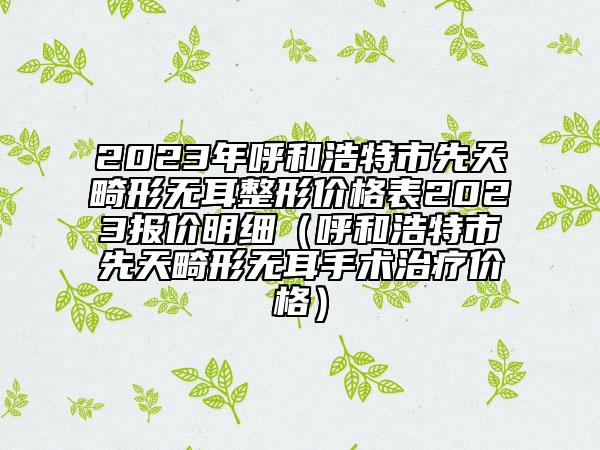 2023年呼和浩特市先天畸形无耳整形价格表2023报价明细（呼和浩特市先天畸形无耳手术治疗价格）