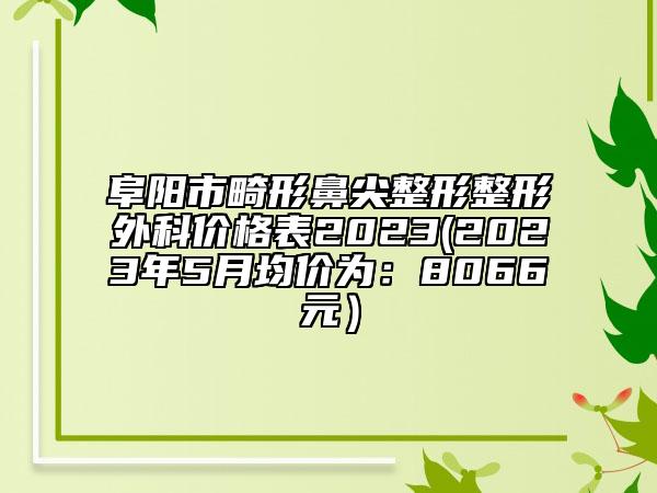 阜阳市畸形鼻尖整形整形外科价格表2023(2023年5月均价为：8066元）