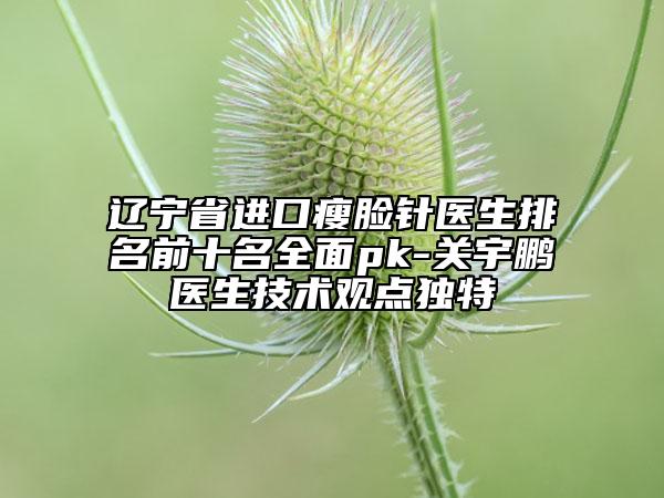 辽宁省进口瘦脸针医生排名前十名全面pk-关宇鹏医生技术观点独特