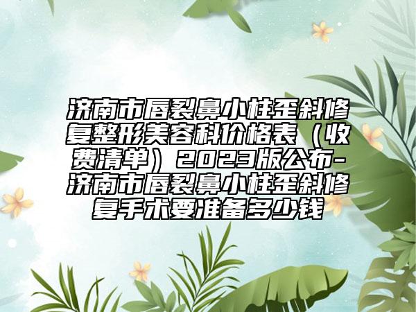 济南市唇裂鼻小柱歪斜修复整形美容科价格表（收费清单）2023版公布-济南市唇裂鼻小柱歪斜修复手术要准备多少钱