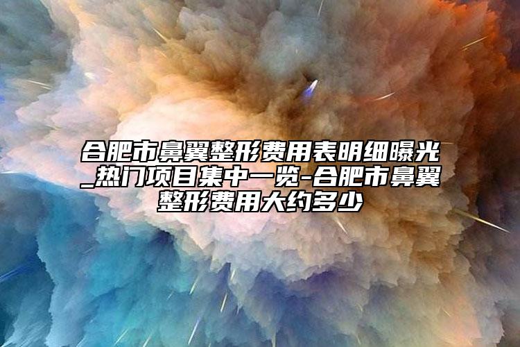 合肥市鼻翼整形费用表明细曝光_热门项目集中一览-合肥市鼻翼整形费用大约多少