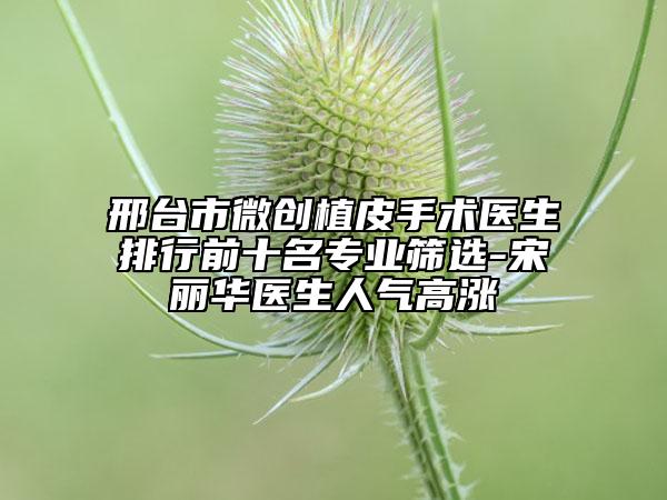 邢台市微创植皮手术医生排行前十名专业筛选-宋丽华医生人气高涨