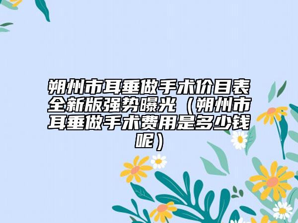 朔州市耳垂做手术价目表全新版强势曝光（朔州市耳垂做手术费用是多少钱呢）