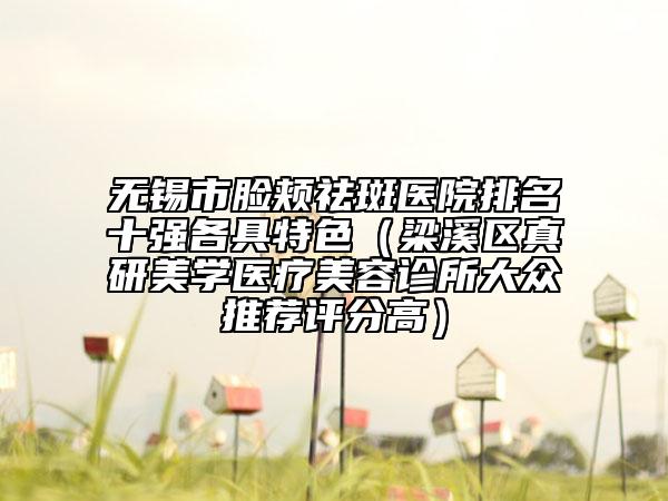 无锡市脸颊祛斑医院排名十强各具特色（梁溪区真研美学医疗美容诊所大众推荐评分高）