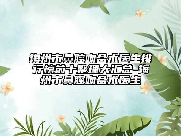 梅州市鼻腔吻合术医生排行榜前十整理大汇总-梅州市鼻腔吻合术医生