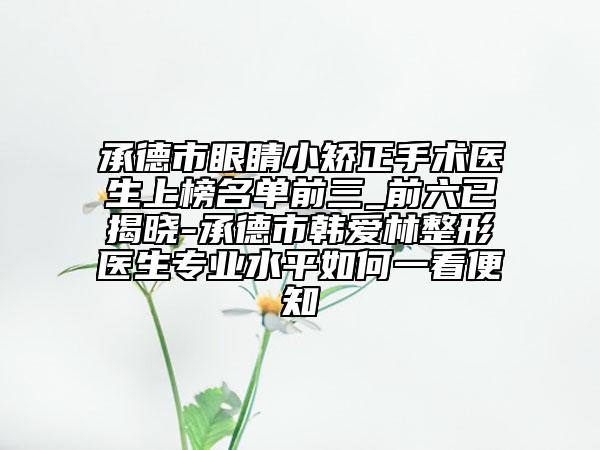 承德市眼睛小矫正手术医生上榜名单前三_前六已揭晓-承德市韩爱林整形医生专业水平如何一看便知