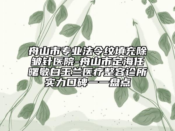 舟山市专业法令纹填充除皱针医院-舟山市定海任曙敏白玉兰医疗整容诊所实力口碑一一盘点