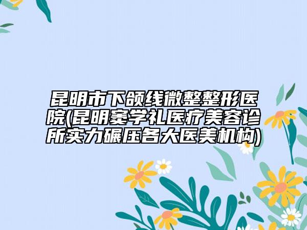 昆明市下颌线微整整形医院(昆明窦学礼医疗美容诊所实力碾压各大医美机构)