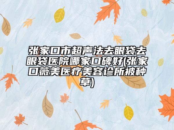 张家口市超声法去眼袋去眼袋医院哪家口碑好(张家口薇美医疗美容诊所被种草)