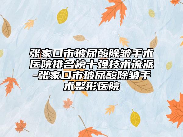 张家口市玻尿酸除皱手术医院排名榜十强技术流派-张家口市玻尿酸除皱手术整形医院